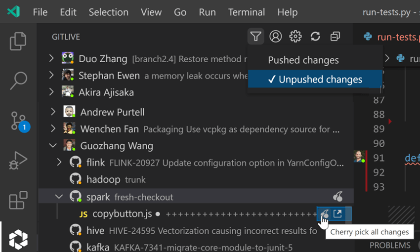 Cherry-Pick Your Teammate's Changes Without Push 'n Pull-ing To Your Repo In VS Code